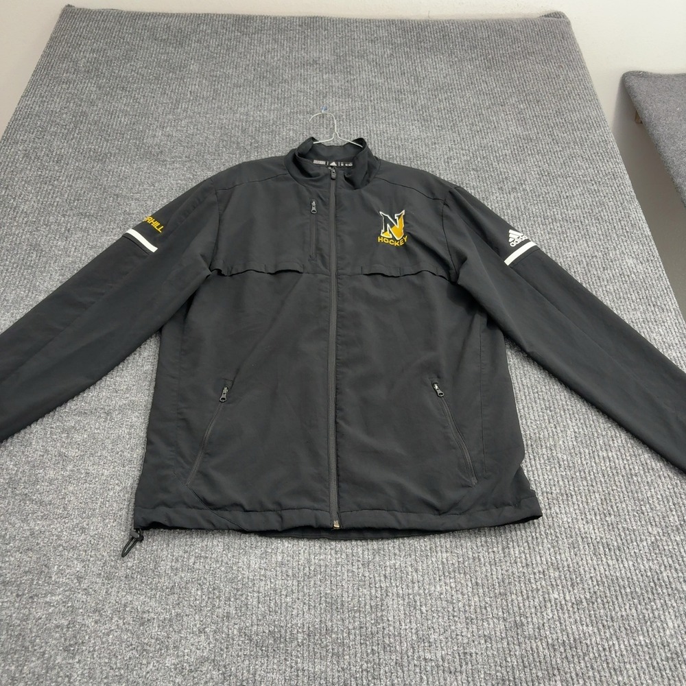 Northville Hockey Adidas Jacket Mens M Black Polyester Full Zip Sportswear